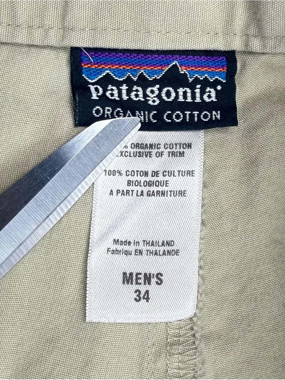 Patagonia Mens Organic Cotton Chino Pants 34 x 29 Relaxed Fit Light Beige A1